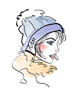 年轻女子在温暖的帽子