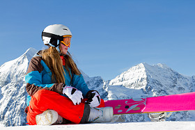 滑雪板、 雪、 太阳和冬天的乐趣
