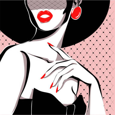 黑色和白色時尚女人，矢量肖像