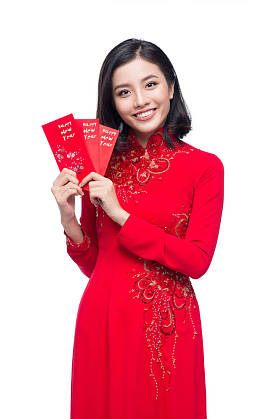 传统的节日服装的亚洲女人