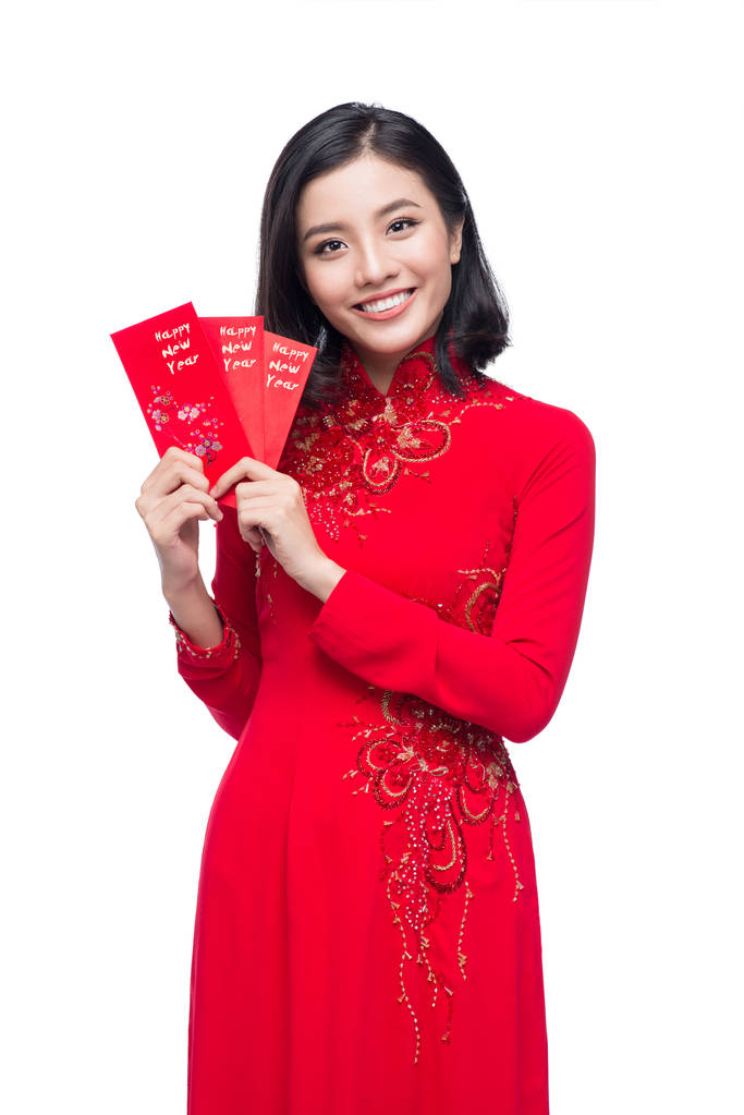 传统的节日服装的亚洲女人