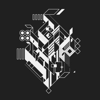 在黑色背景上的抽象幾何元素。用于打印和海報(bào)