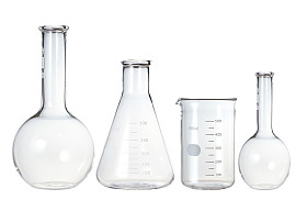 试管上白色隔离。实验室玻璃器皿