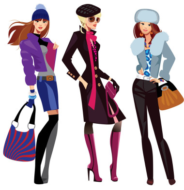 時(shí)尚女性在冬天的衣服照片