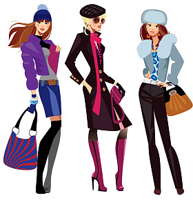 时尚女性在冬天的衣服照片