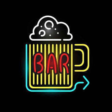 光霓虹灯栏标签矢量图.图片