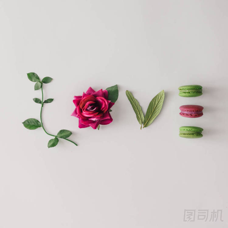 愛(ài)字由花和食品圖片