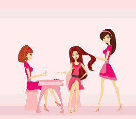 美容院漂亮女人的矢量图解