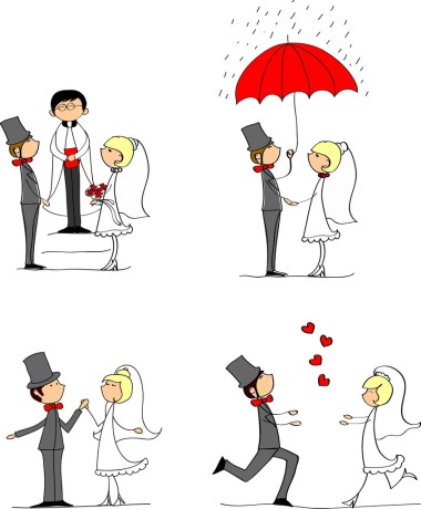 婚禮圖片、 新娘和新郎在向量的愛，一套