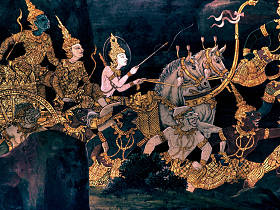 罗摩衍那壁画，外墙的国王宫殿班戈泰国