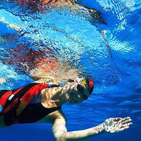 职业女性体育硕士水下微笑照片