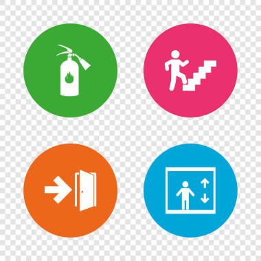 紧急出口图标。用箭头标志门