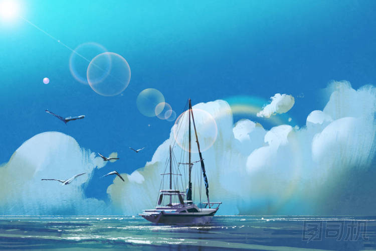 在夏天的天空海帆船照片