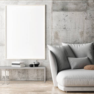 在时髦的客厅里，3d 图框的海报