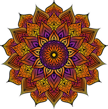 曼荼罗几何圆形装饰，部落民族阿拉伯文印度图案，八、 尖、 圆、 抽象、 花纹。手画装饰矢量设计元素