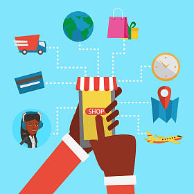 在线购物矢量平面设计插画