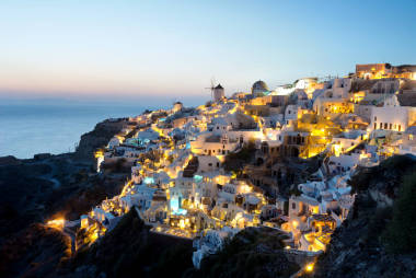 希腊圣托里尼的落日图片