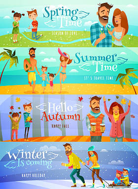 季节家庭横幅图片