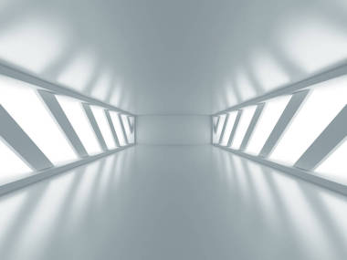 空曠的房間里兩個未來派窗口