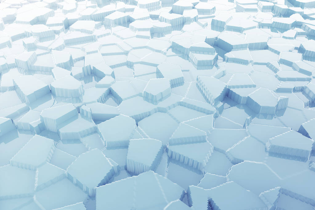 抽象的蓝色冰与思考背景。3d 渲染