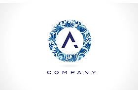 字母 A 蓝色图案标志设计