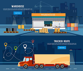 物流横幅交货服务仓库和卡车