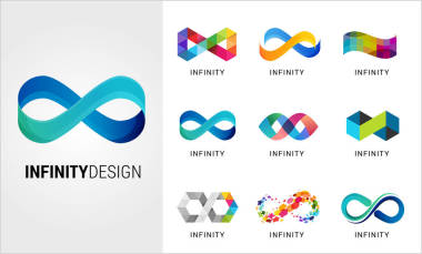 多彩的抽象无限、 无休止的符号和图标集合