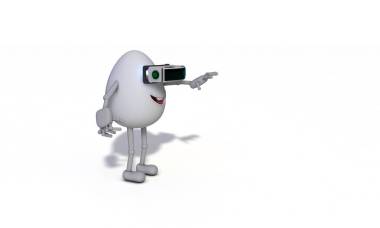 卡通人物享受與 vr 左視圖