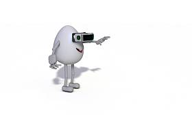 卡通人物享受与 vr 左视图