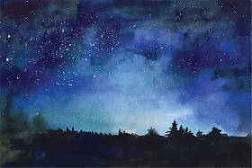水彩矢量背景空间，明星，星座，星云
