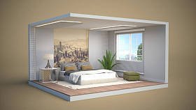 室内装饰卧室。3d 图图片