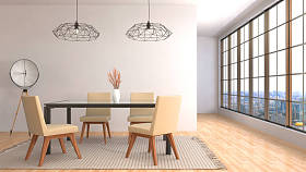 室内用餐区。3d 图图片