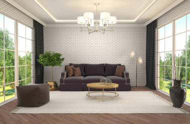 內(nèi)政部與沙發(fā)。3d 圖照片