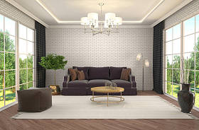 内政部与沙发。3d 图照片