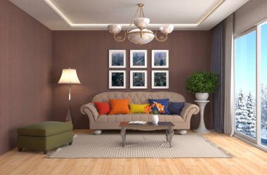 內(nèi)政部與沙發(fā)。3d 圖圖片