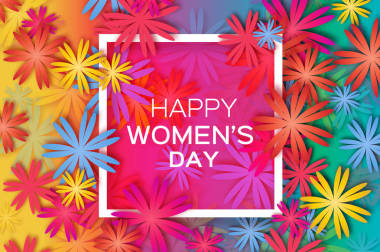 祝您母親節(jié)快樂。五彩繽紛的紙花。3 月 8 日。方形框架