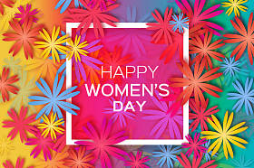 祝您母亲节快乐。五彩缤纷的纸花。3 月 8 日。方形框架