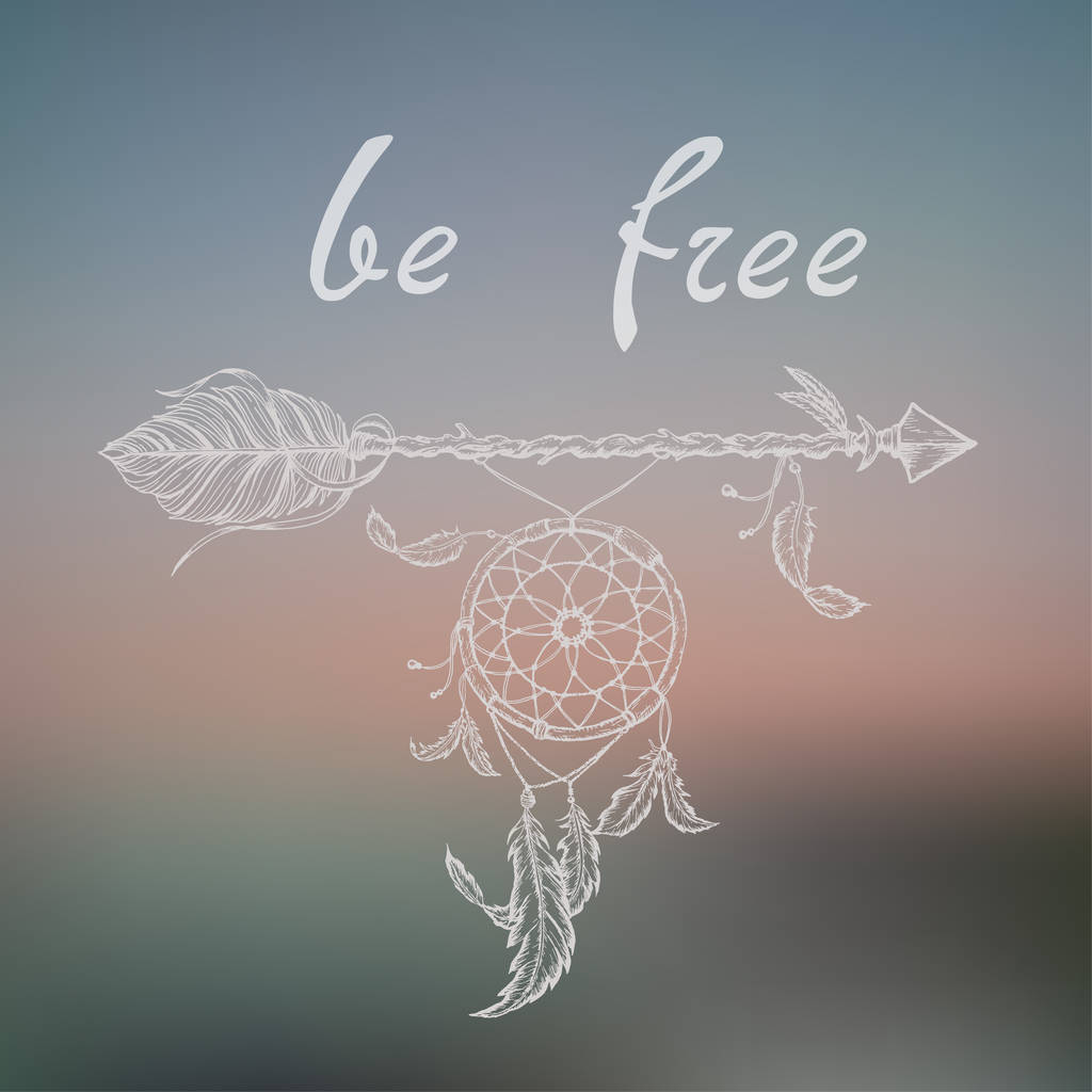 民族箭头、 羽毛、 捉。波西米亚风格。自由概念