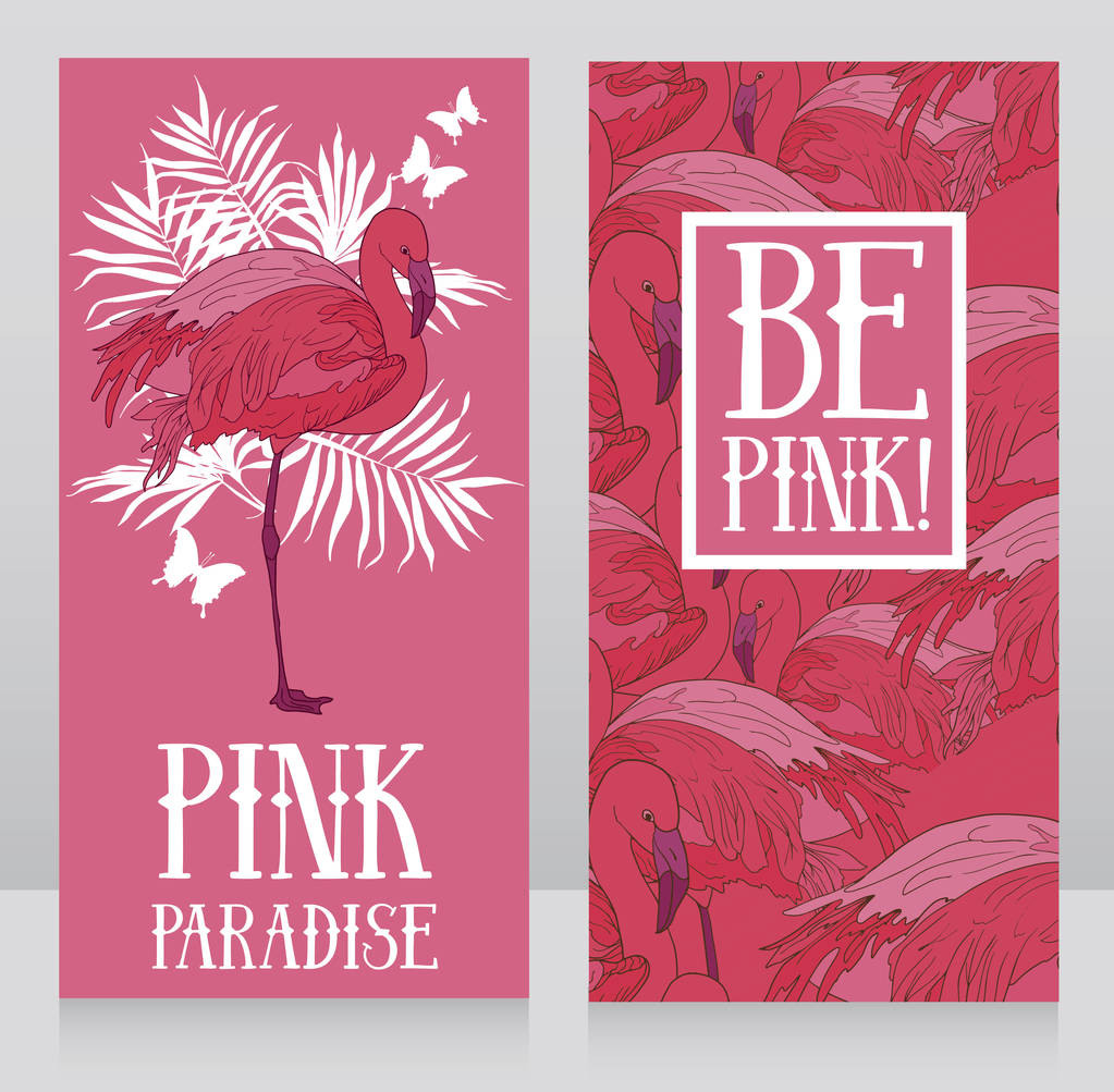 两个横幅与美丽的火烈鸟 两个横幅与美丽的火烈鸟