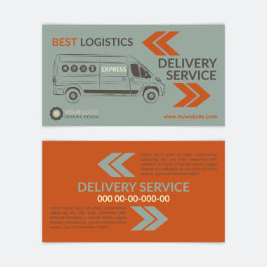 2 雙面名片送貨服務(wù)。送貨車，物流行業(yè)電話卡。矢量圖