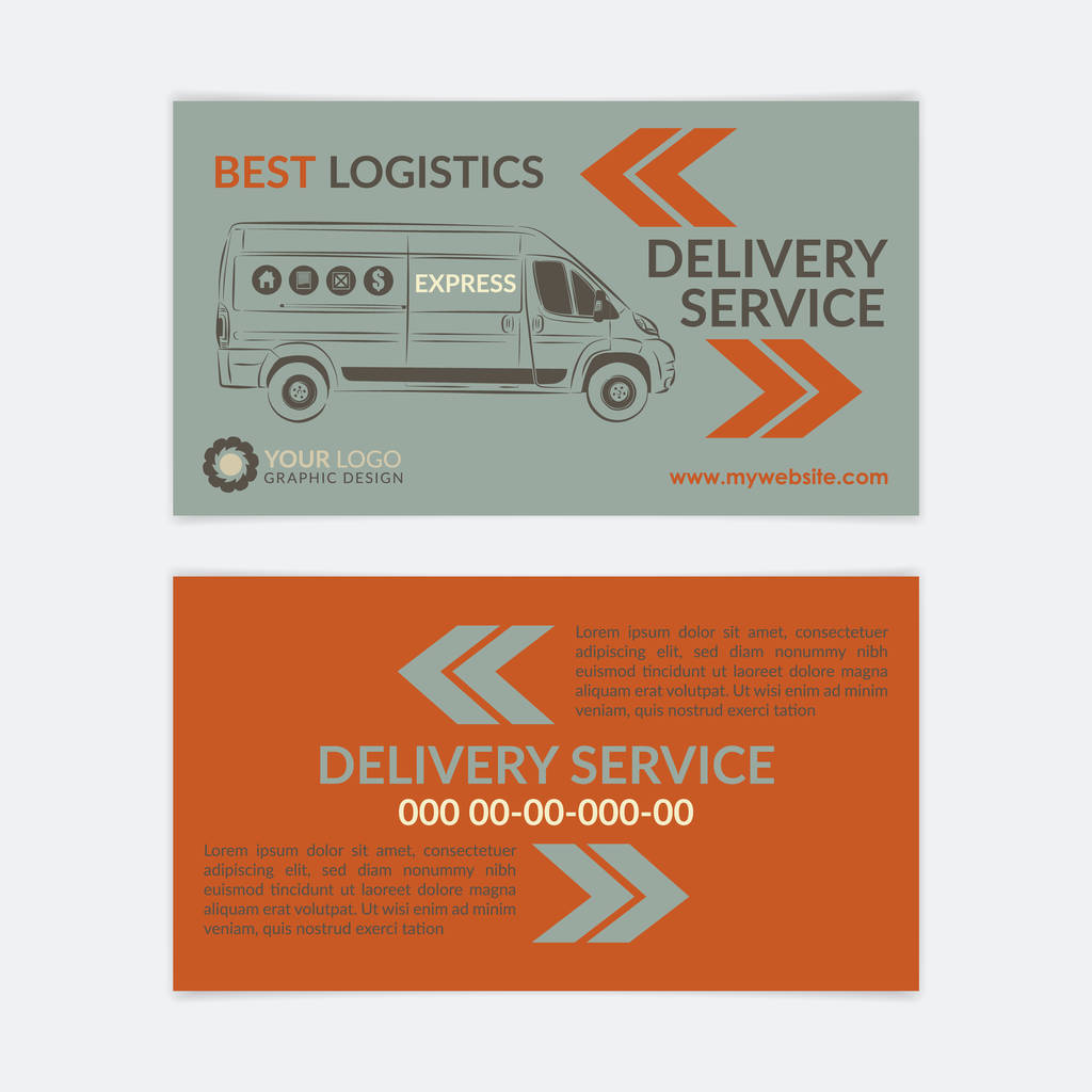 2 双面名片送货服务。送货车,物流行业电话卡。矢量图 2 双面名片送货服务。送货车,物流行业电话卡。矢量图