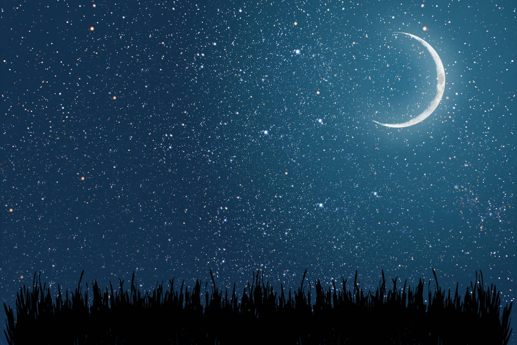背景夜空的星星和月亮
