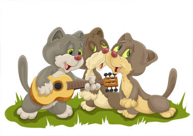 小猫在吉他上播放图片