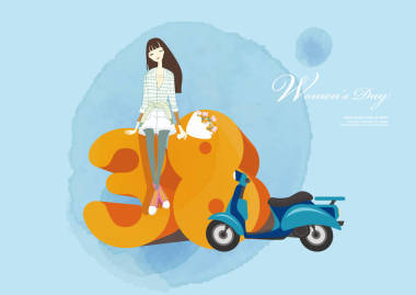 婦女一天插圖海報設計