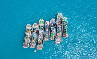 漁民的船組的鳥瞰圖