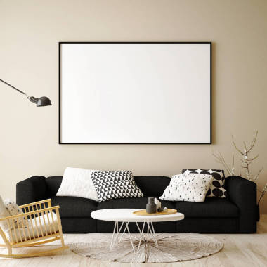 小樣在時(shí)髦室內(nèi)背景、 斯堪的納維亞風(fēng)格、 3d 渲染的海報(bào)幀