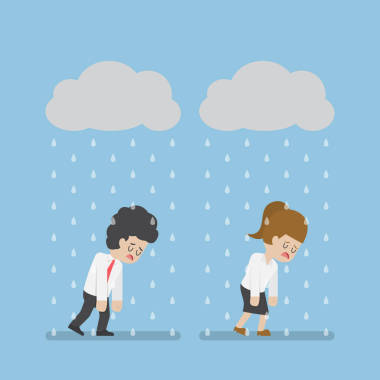 云和雨下行走的悲伤商人图片