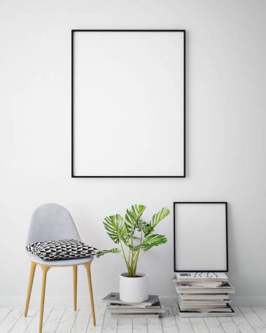 小樣在時(shí)髦室內(nèi)背景、 斯堪的納維亞風(fēng)格、 3d 渲染的海報(bào)幀