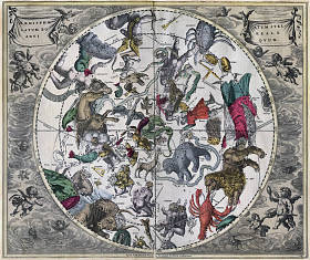 复古艺术北部天体地图-夜北部星