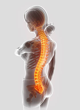 3d 插图的女性感觉背部疼痛